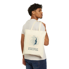 Empowered by Evolution Canvas Tote — Tech & Human Silhouette Eco Bag