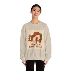Home Is My Happy Place Crewneck Sweatshirt — Cozy Living Room Comfort