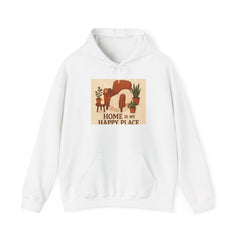 Hoodie — "Home Is My Happy Place" Cozy Boho Plant Lover Pullover