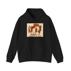 Hoodie — "Home Is My Happy Place" Cozy Boho Plant Lover Pullover