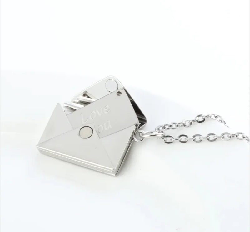 Hidden Message Heart Envelope Pendant Necklace